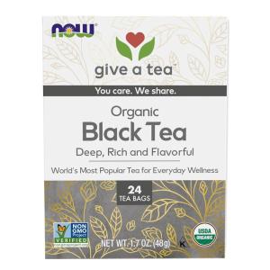 NOW Foods, Give a Tea™ Organic Black Tea, Robust, Rich Flavor with Naturally Occurring Caffeine, 24-Count(Black)