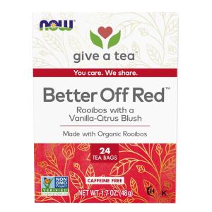 NOW Foods, Give a Tea™ Organic Black Tea, Robust, Rich Flavor with Naturally Occurring Caffeine, 24-Count(Rooibos)