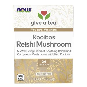 NOW Foods, Give a Tea™ Organic Black Tea, Robust, Rich Flavor with Naturally Occurring Caffeine, 24-Count(Rooibos Reishi Mushroom)