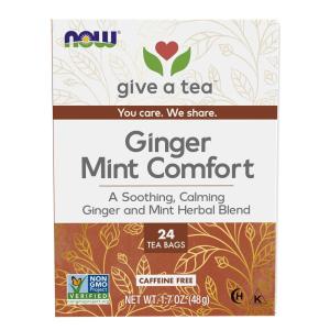 NOW Foods Give a Tea™ Organic Peppermint Tea, Caffeine-Free, 24 bags(Ginger Mint)