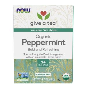 NOW Foods Give a Tea™ Organic Peppermint Tea, Caffeine-Free, 24 bags(Peppermint)