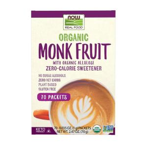 NOW Foods, Organic Monk Fruit With Erythritol Powder, 1 to 1 Sugar Replacement, 1-Pound(70 Count (Pack of 1))