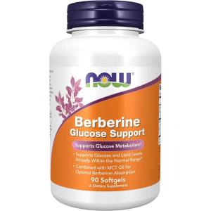 NOW Foods Supplements, Berberine Glucose Support, Combined with MCT Oil for Optimal Berberine Absorption, 90 Softgels(Supplements)