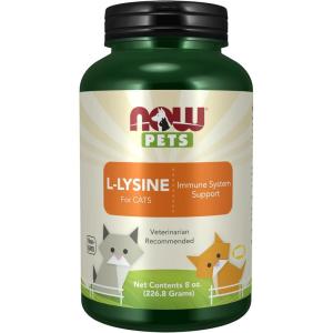 NOW Pet Health, L-Lysine Supplement, Powder, Formulated for Cats, NASC Certified, 8-Ounce(8 OZ)