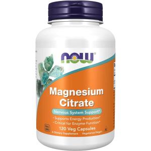 NOW Supplements, Magnesium Citrate, Enzyme Function*, Nervous System Support*, 120 Veg Capsules(120 Count (Pack of 1))