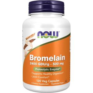 NOW Foods Supplements, Bromelain (Natural Proteolytic Enzyme) 2,400 GDU/g – 500 mg, Natural Proteolytic Enzyme*, 120 Veg Capsules(120 Count (Pack of 1))