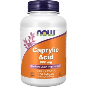 NOW Foods Supplements, Caprylic Acid 600 mg, MCT (Medium-Chain Triglycerides), 100 Softgels(100 Count (Pack of 1))