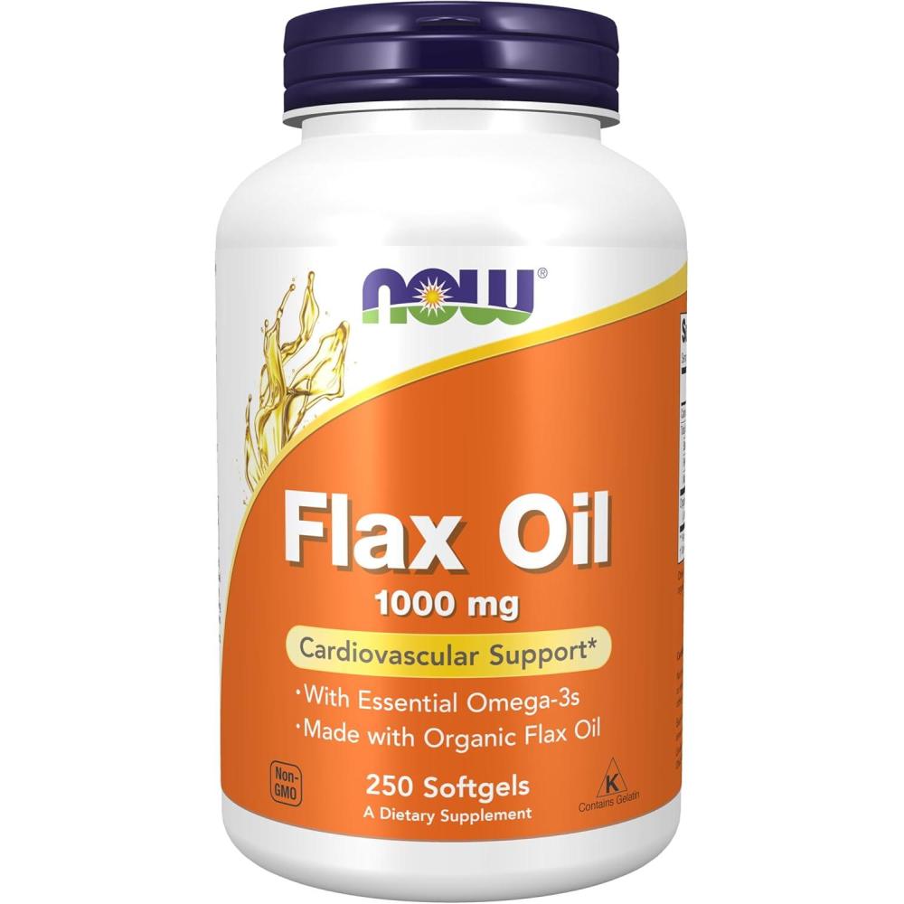 imageNOW Foods Supplements Flax Oil 1000 mg made with Organic Flax Oil Cardiovascular Support 250 Softgels250 Count Pack of 1