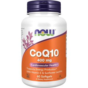 NOW Foods Supplements, CoQ10 400 mg, Pharmaceutical Grade, All-Trans Form produced by Fermentation, 60 Softgels(60 Count (Pack of 1))