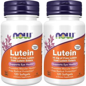 NOW Foods Supplements, Lutein 10 mg with 10 mg of Free Lutein from Lutein Esters, 60 Softgels(1 Count (Pack of 2))
