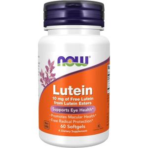 NOW Foods Supplements, Lutein 10 mg with 10 mg of Free Lutein from Lutein Esters, 60 Softgels(60 Count (Pack of 1))
