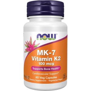 NOW Foods Supplements, MK-7 Vitamin K-2 100 mcg, Cardiovascular Support*, Supports Bone Health*, 60 Veg Capsules