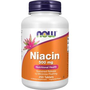 NOW Foods Supplements, Niacin (Vitamin B-3) 500 mg, Sustained Release, Nutritional Health, 250 Tablets(250 Count (Pack of 1))