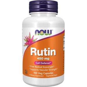 NOW Foods Supplements, Rutin (Sophora japonica) 450 mg, Free Radical Scavenger*, Cell Defense*, 100 Veg Capsules(100 Count (Pack of 1))