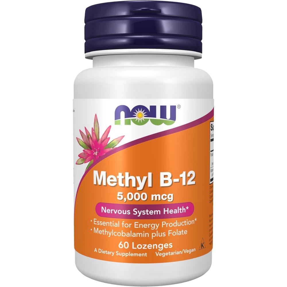 imageNOW Foods Supplements Methyl B12 Methylcobalamin 5000 mcg Nervous System Health 120 Lozenges60 Count Pack of 1