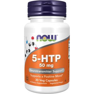 NOW Foods Supplements, 5-HTP (5-hydroxytryptophan) 50 mg, Neurotransmitter Support*, 180 Veg Capsules(30 Count (Pack of 1))