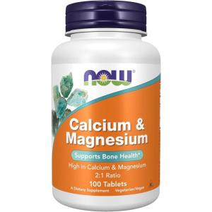 NOW Foods Supplements, Calcium & Magnesium 2:1 Ratio, High Potency, Supports Bone Health*, 100 Tablets(100 Count (Pack of 1))