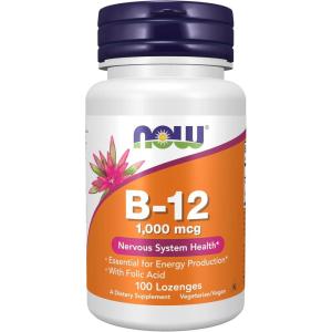 NOW Foods Supplements, Vitamin B-12 1,000 mcg with Folic Acid, Nervous System Health*, 250 Chewable Lozenges(100 Count (Pack of 1))