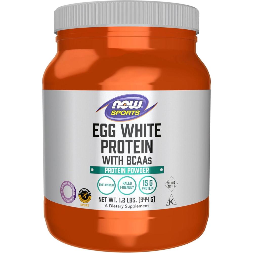 imageNOW Foods Sports Nutrition Egg White Protein 16 g With BCAAs Unflavored Powder 12PoundUnflavored