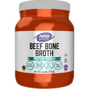 NOW Foods Sports Nutrition, Beef Bone Broth Powder made with Premium-Quality Beef Bone Extract , 1.2-Pound