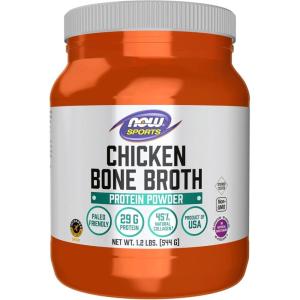NOW Foods Sports Nutrition, Chicken Bone Broth Powder made with Premium-Quality Chicken Bone Extract, 1.2-Pound