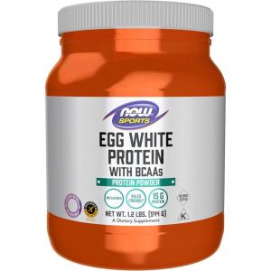 NOW Foods Sports Nutrition, Egg White Protein, 16 g With BCAAs, Unflavored Powder, 1.2-Pound(Unflavored)