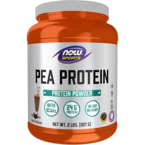 NOW Foods Sports Nutrition, Pea Protein 24 g, Easily Digested, Creamy Chocolate Powder, 2-Pound