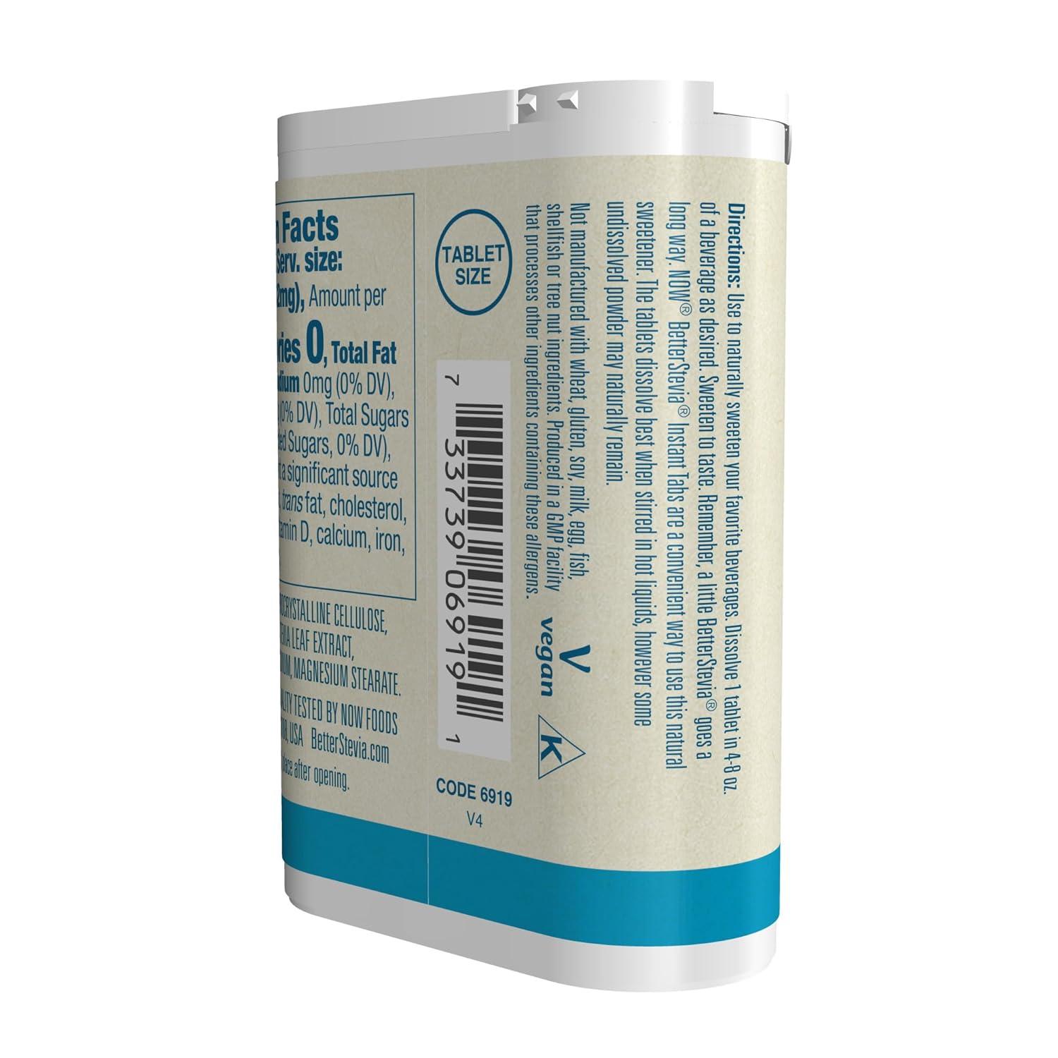 imageNOW Foods Better Stevia Instant Tabs ZeroCalorie Sweetener Certified NonGMO GlutenFree 175 Tablets175 Count Pack of 1