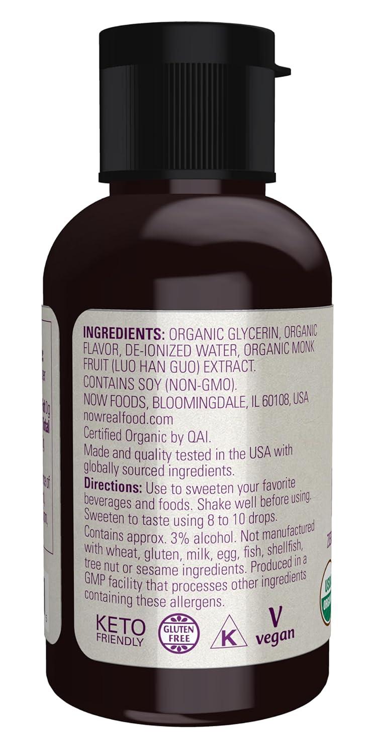 imageNOW Foods Organic Liquid Monk Fruit ZeroCalorie Sweetener Caramel 18OunceCaramel