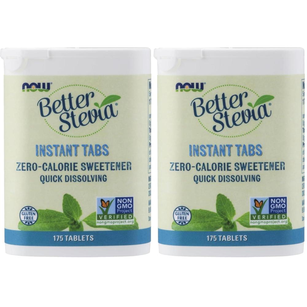 imageNOW Foods Better Stevia Instant Tabs ZeroCalorie Sweetener Certified NonGMO GlutenFree 175 Tablets175 Count Pack of 2