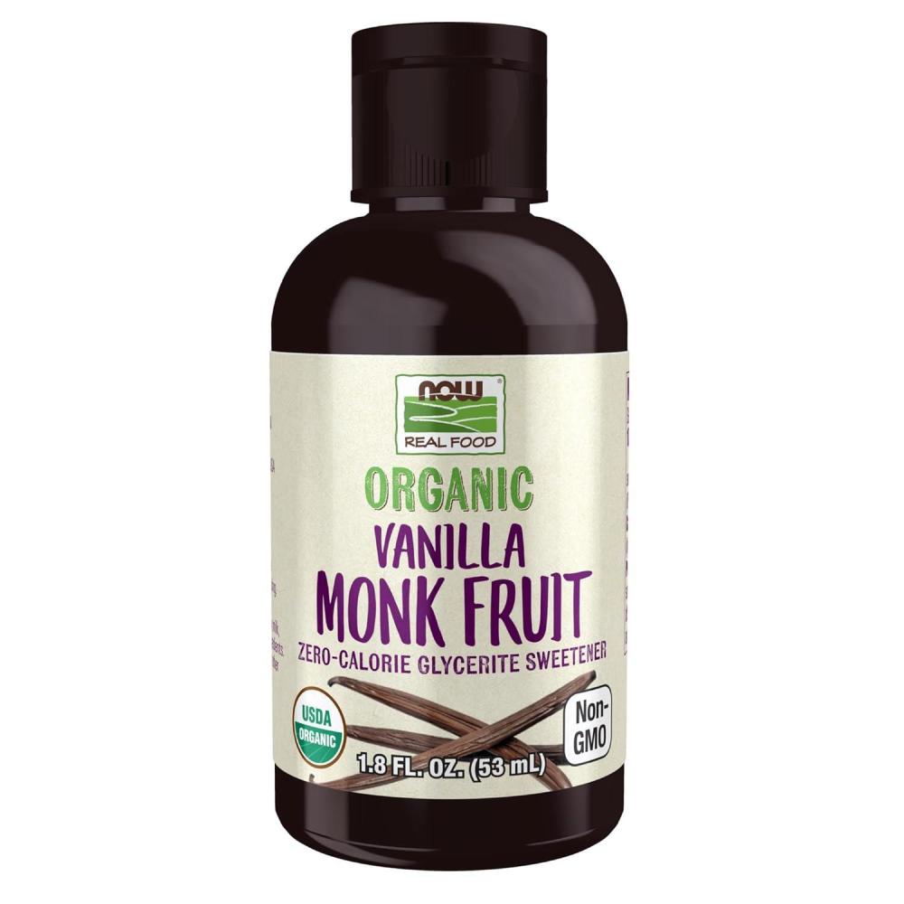 imageNOW Foods Organic Liquid Monk Fruit ZeroCalorie Sweetener Caramel 18OunceVanilla