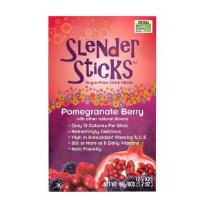 NOW Foods, Slender Sticks, Pomegranate Berry, 15 Calories Per Stick, Refreshingly Delicious, with Antioxidant Vitamins A,C, E, 12/Box(Pomegranate Berry)