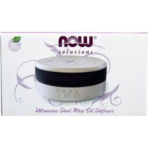 NOW Essential Oils, Ultrasonic Dual Mist Aromatherapy Oil Diffuser, Extremely Quiet, Heat Free, and Easy to Clean, Color Changing LED Diffuser