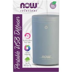 NOW Foods Essential Oils, Portable USB Ultrasonic Aromatherapy Oil Diffuser, Extremely Quiet and Heat Free, Travel Friendly Diffuser