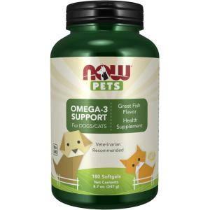 NOW Pet Health, Omega 3 Supplement, Formulated for Cats & Dogs, NASC Certified, 180 Softgels