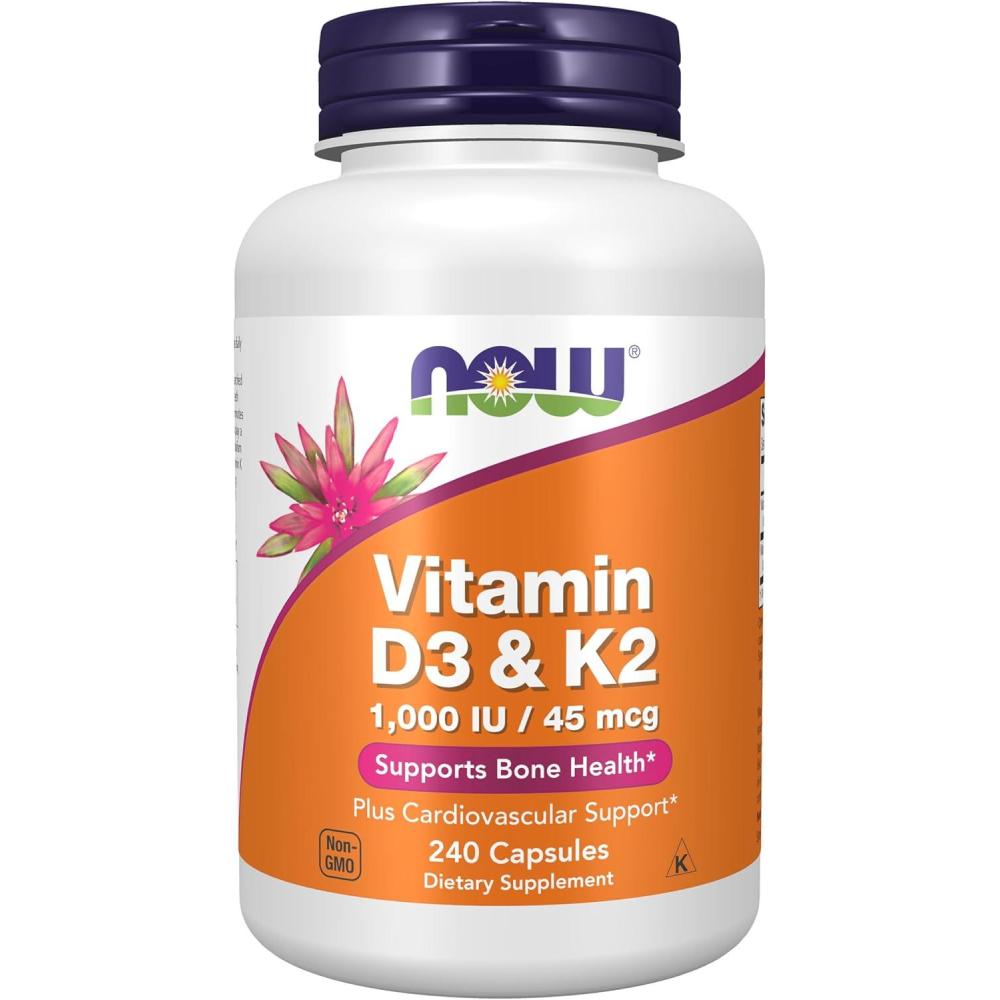 imageNow Supplements Vitamin D3 amp K2 1000 IU45 mcg Plus Cardiovascular Support Supports Bone Health 240 Veg Capsules