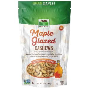 NOW Real Food Maple Glazed Cashews, 10 oz. bag, Crafted in Small Batches, Non-GMO Verified