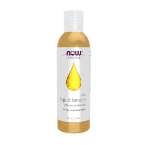NOW Foods Solutions, Liquid Lanolin Pure, Intense Protection, Formulated for Dry Rough Lips and Skin, 4-Ounce