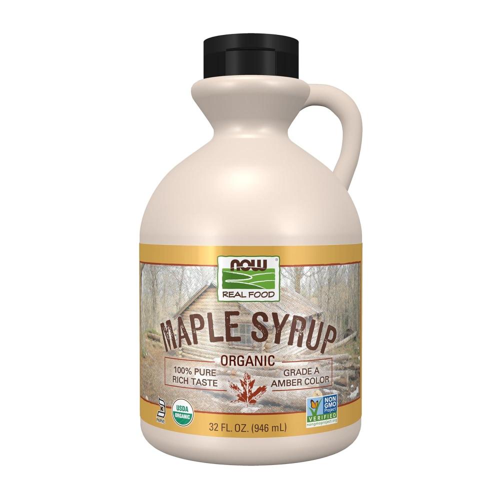 imageNOW Foods Certified Organic Maple Syrup Grade A Amber Color 100 Pure Light Delicate Flavor Certified NonGMO 32Ounce