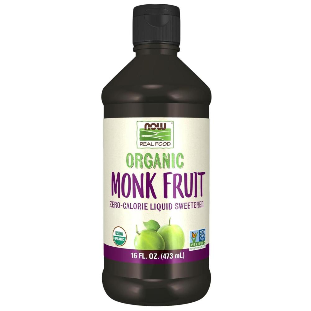 imageNOW Foods Certified Organic Monk Fruit Liquid ZeroCalorie Liquid Sweetener NonGMO Low Glycemic Impact 8OunceMonk Fruit