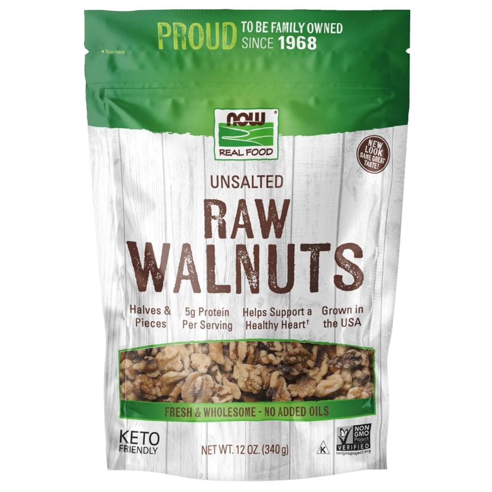imageNOW Foods Certified Organic Walnuts Raw and Unsalted Halves and Pieces Good Source of Protein and Healthy Fatty Acids Certified NonGMO 12Ounce Packaging May VaryRaw and Unsalted Walnuts