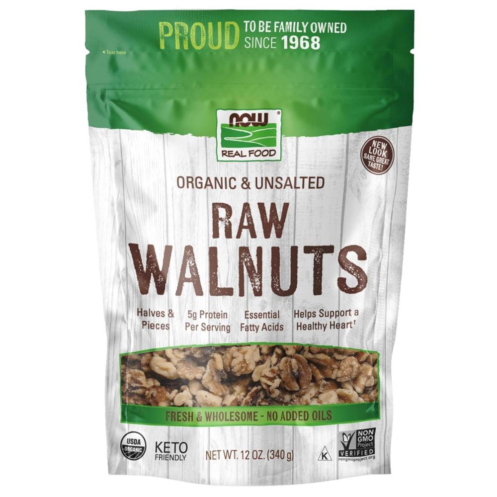 imageNOW Foods Certified Organic Walnuts Raw and Unsalted Halves and Pieces Good Source of Protein and Healthy Fatty Acids Certified NonGMO 12Ounce Packaging May VaryOrganic Walnuts