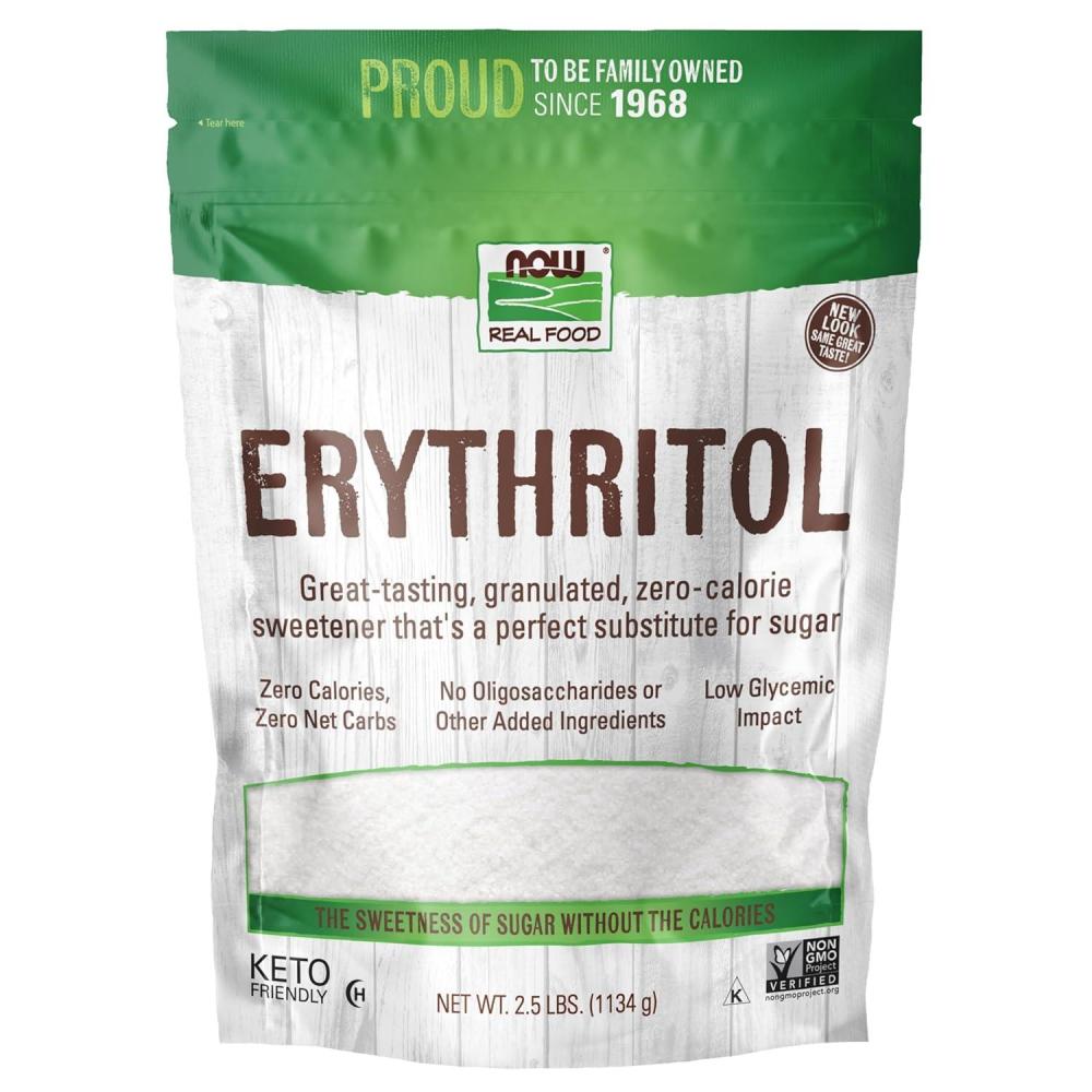 imageNOW Foods Erythritol GreatTasting Sugar Replacement Zero Calories Low Glycemic Impact Kosher 1Pound Packaging May Vary40 Ounce Pack of 1