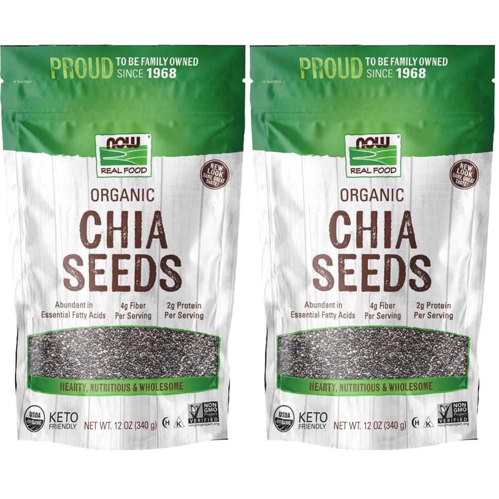 imageNOW Foods Organic Black Chia Seeds NonGMO Source of Healthy Fatty Acids and Fiber 12Ounce Packaging May Vary12 Fl Oz Pack of 2