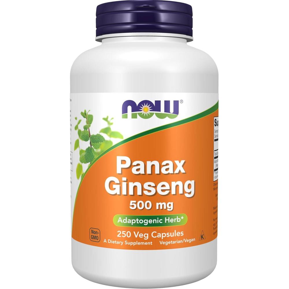 imageNOW Foods Supplements Panax Ginseng Root 500 mg Adaptogenic Herb 100 Veg Capsules250 Count Pack of 1
