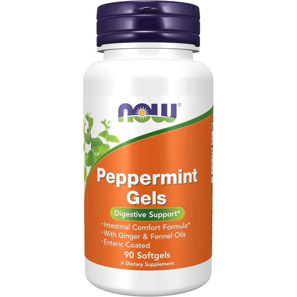 imageNOW Foods Supplements Peppermint Gels with Ginger amp Fennel Oils Enteric Coated Digestive Support 90 Softgels90 Count Pack of 1
