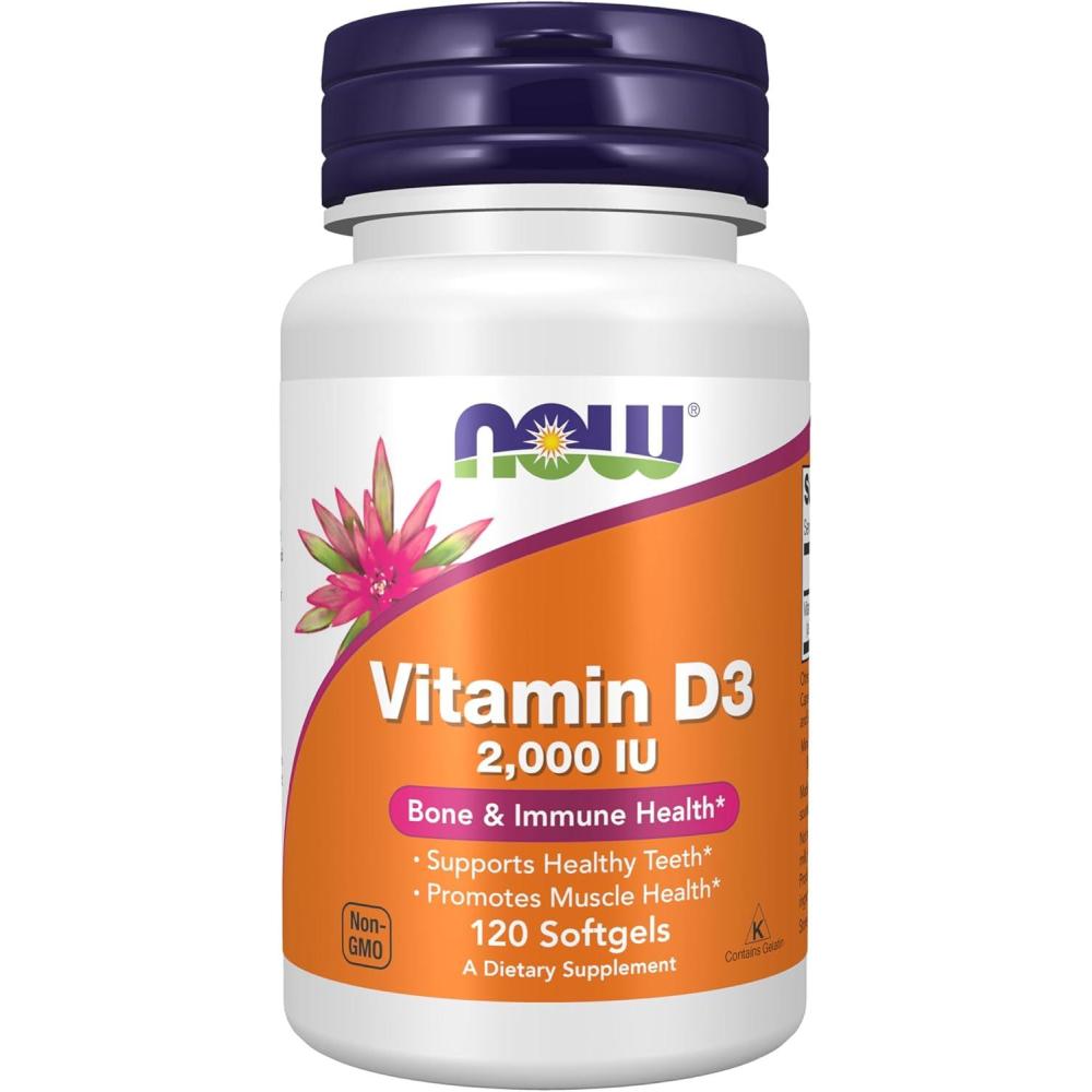 imageNOW Foods Supplements Vitamin D3 2000 IU High Potency Structural Support 120 Softgels120 Count Pack of 1