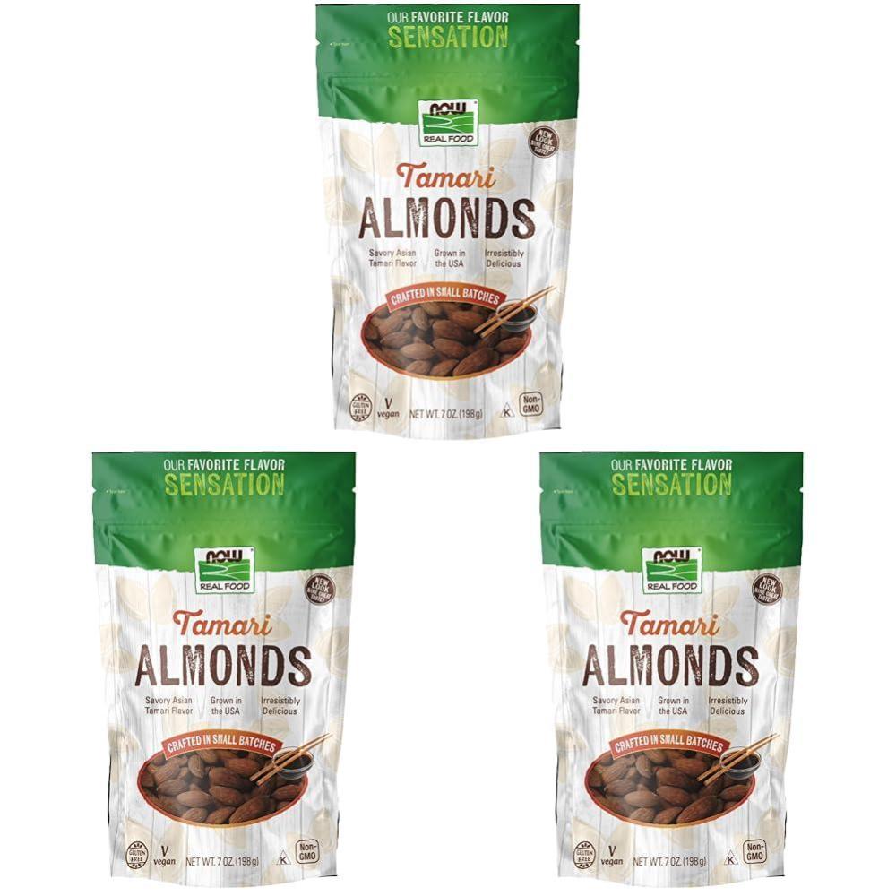 imageNOW Foods Tamari Almonds Flavor Sensations Savory Asian Tamari Flavor GlutenFree and Certified NonGMO 7Ounce Packaging May Vary7 Ounce Pack of 3