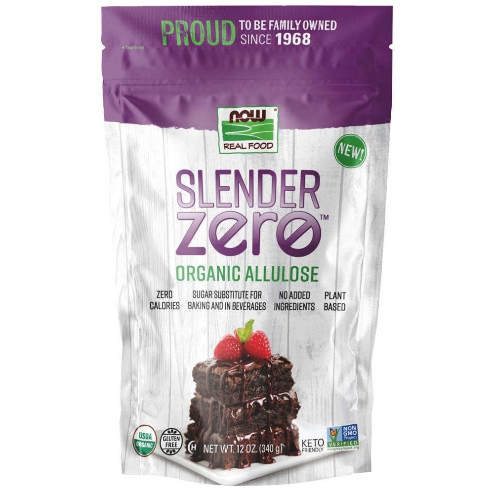 imageNOW Real Food Slender Zero Organic Allulose Zero Calories Sugar Substitute for Baking and Beverages No Added Ingredients Plant Based 12 oz 340 g