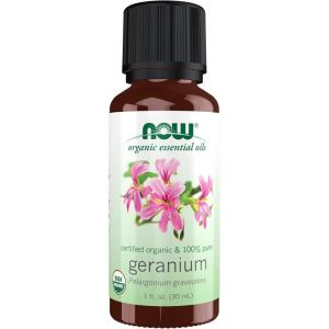 NOW Essential Oils, Geranium Oil, Certified Organic, Soothing Aromatherapy Scent, Steam Distilled, 100% Pure, Child Resistant Cap, 1-Ounce